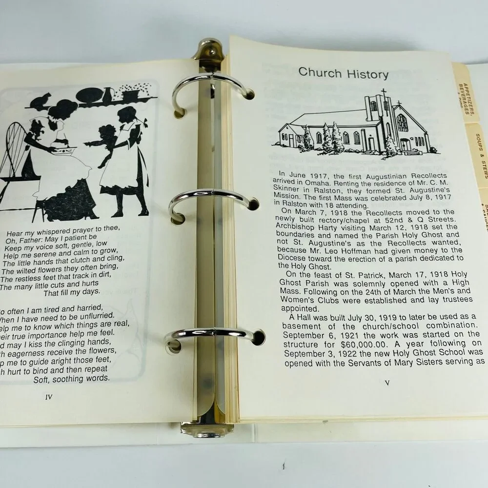 Holy Ghost Cookbook Omaha Ralston NE 1988 Vintage Loose-Leaf Ring Binder